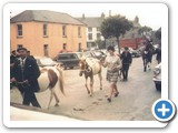 Millar (left) and Maggie Millar (centre) at the Raphoe Horse Show parade , c1970, Courtesy Raphoe Tidy Towns 
Local History Collection, Donated by the Car